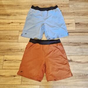 Fabletics Mens XL Athletic Shorts Lot 2 Blue Orange Lined Training Gym Running